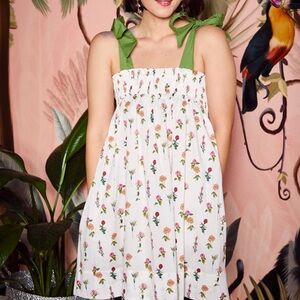 BURU Tie Top Midi Dress Print: bouquet